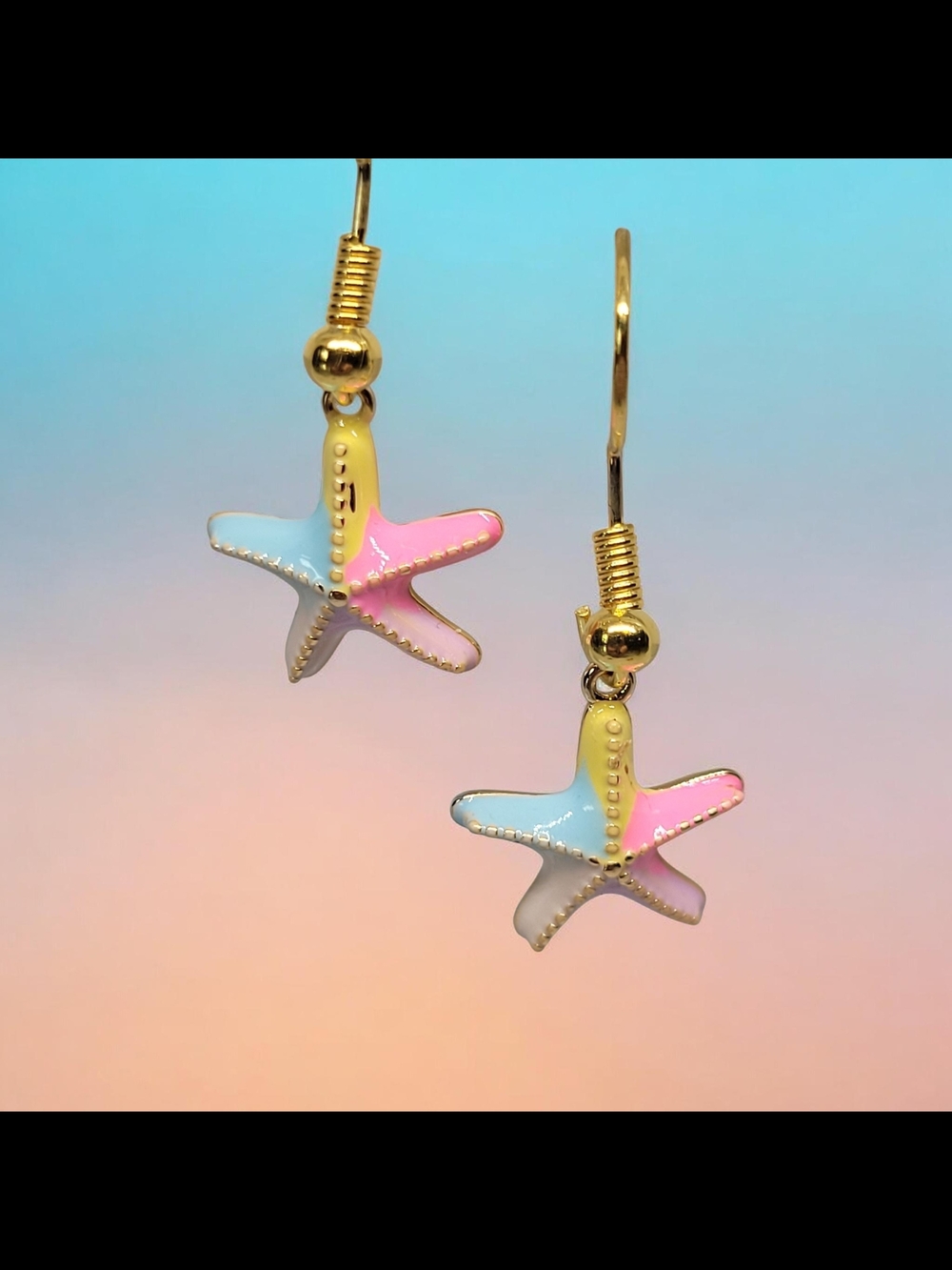 Multi Pastel Starfish Drop Earrings
